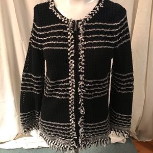 Zip up black and white sweater